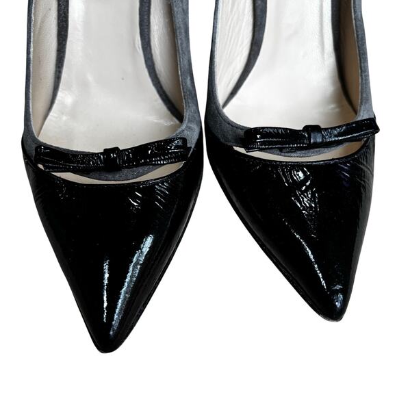 Butter brand US 8M pumps gray suede & black patent leather high heels classic - Picture 11 of 11